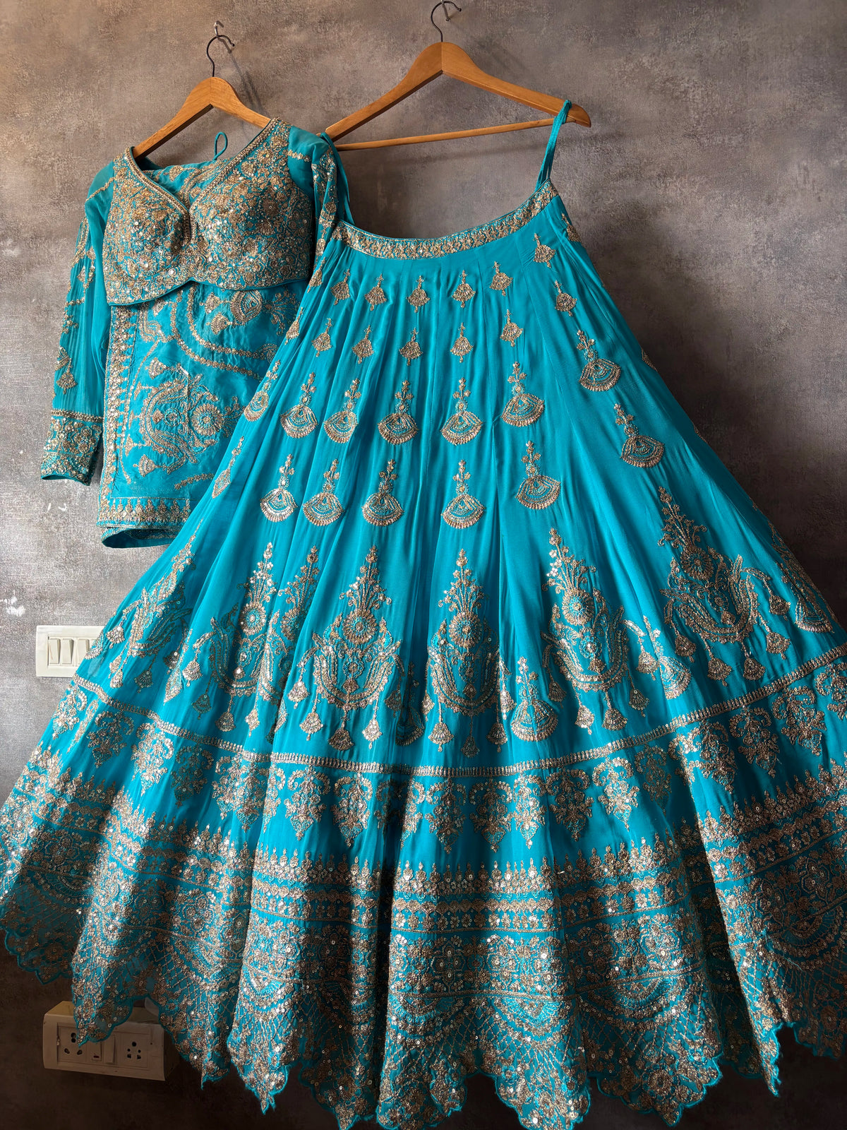 The Gilded Turquoise Heritage Lehenga Set
