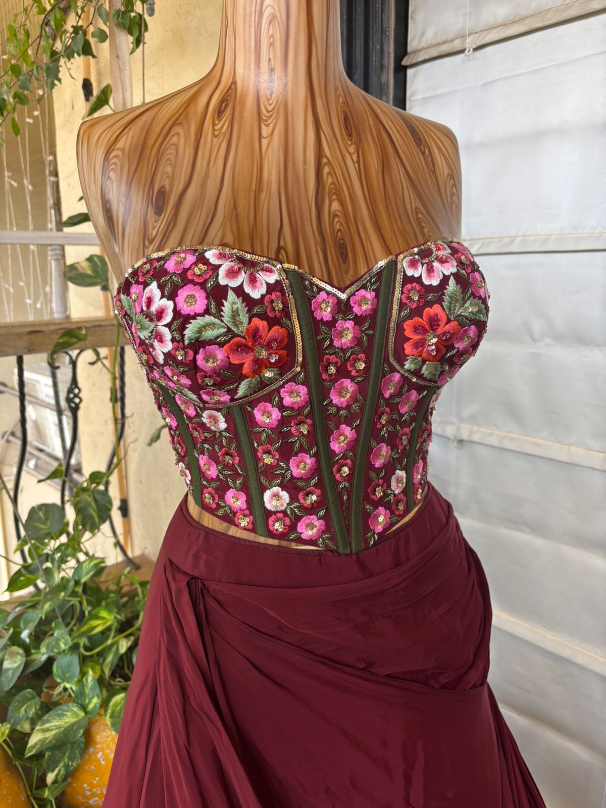 Burgundy Bloom Corsetry