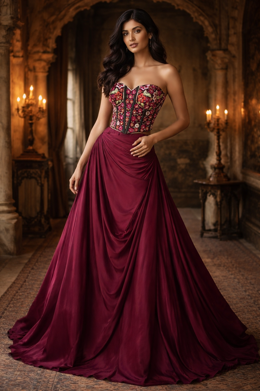 Burgundy Bloom Corsetry