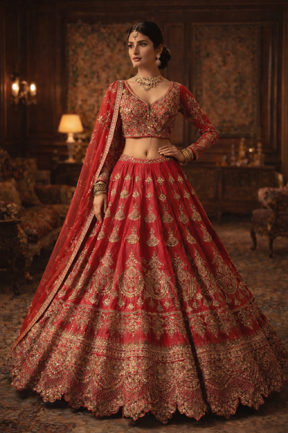 Crimson Statement Lehenga