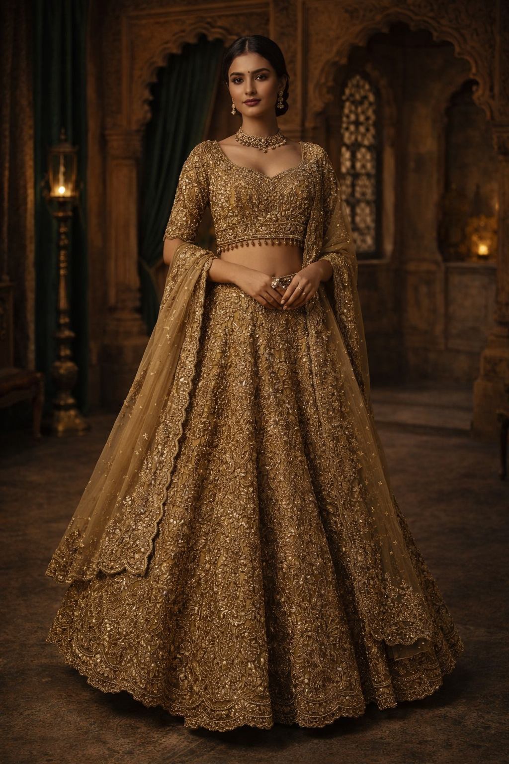 Golden Bridal Lehenga