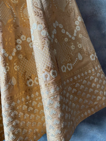 Champagne Gold Brocade Bridal Lehenga Set