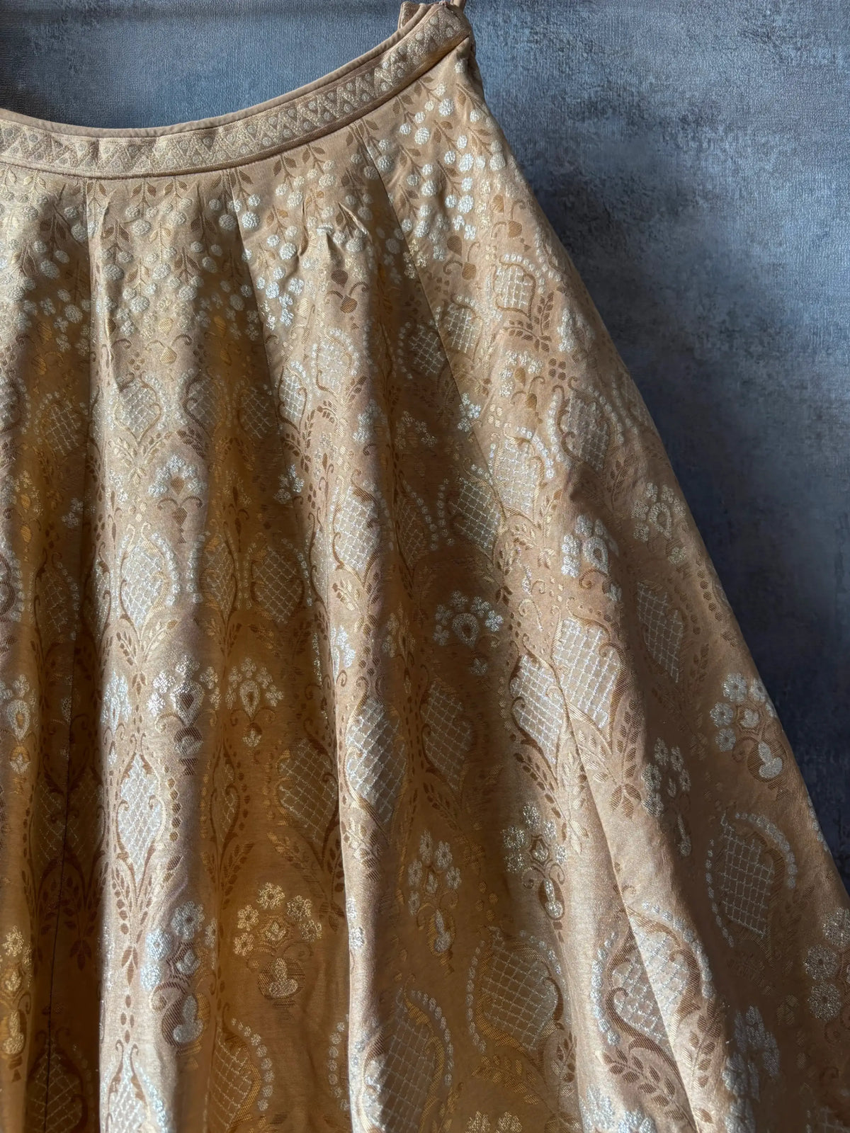 Champagne Gold Brocade Bridal Lehenga Set