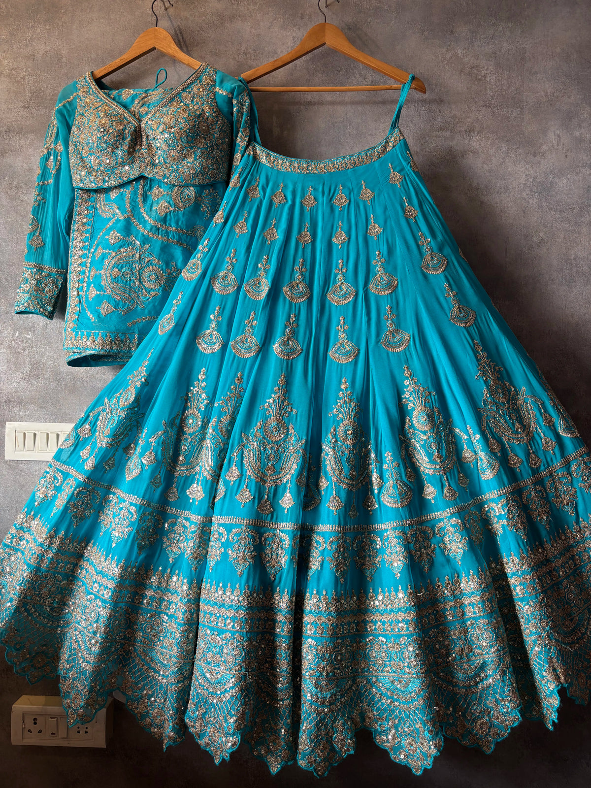 The Gilded Turquoise Heritage Lehenga Set