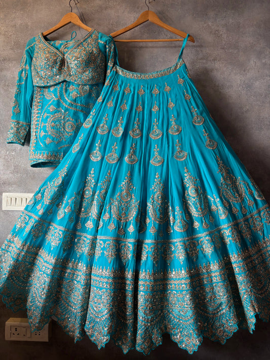 The Gilded Turquoise Heritage Lehenga Set