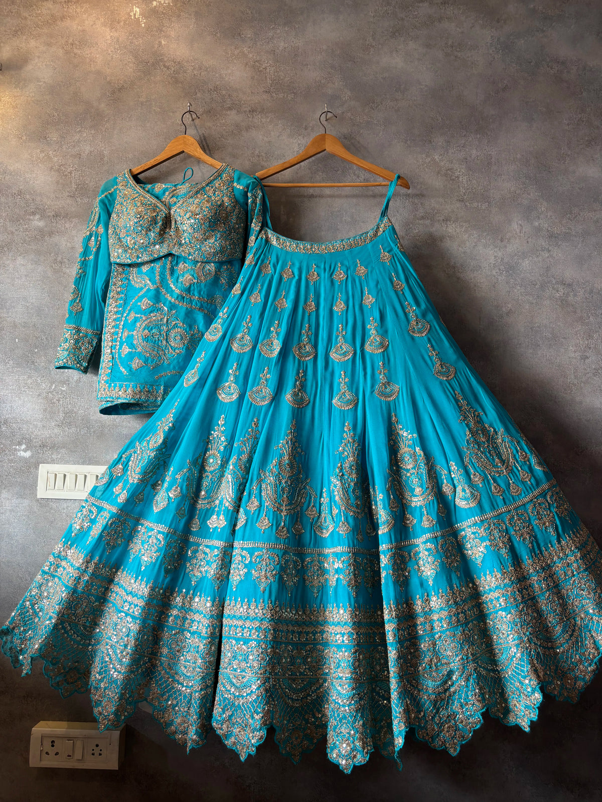 The Gilded Turquoise Heritage Lehenga Set