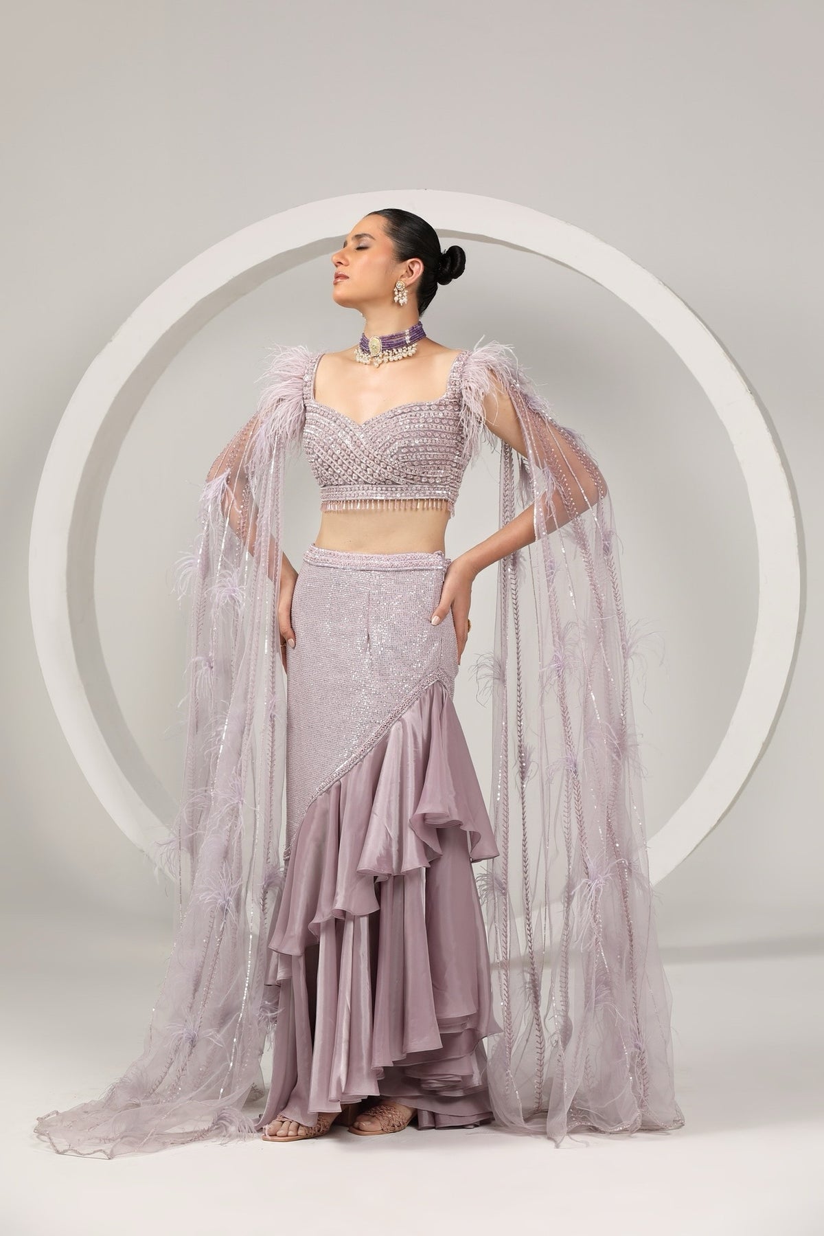 Lavender Designer Cocktail Outfit