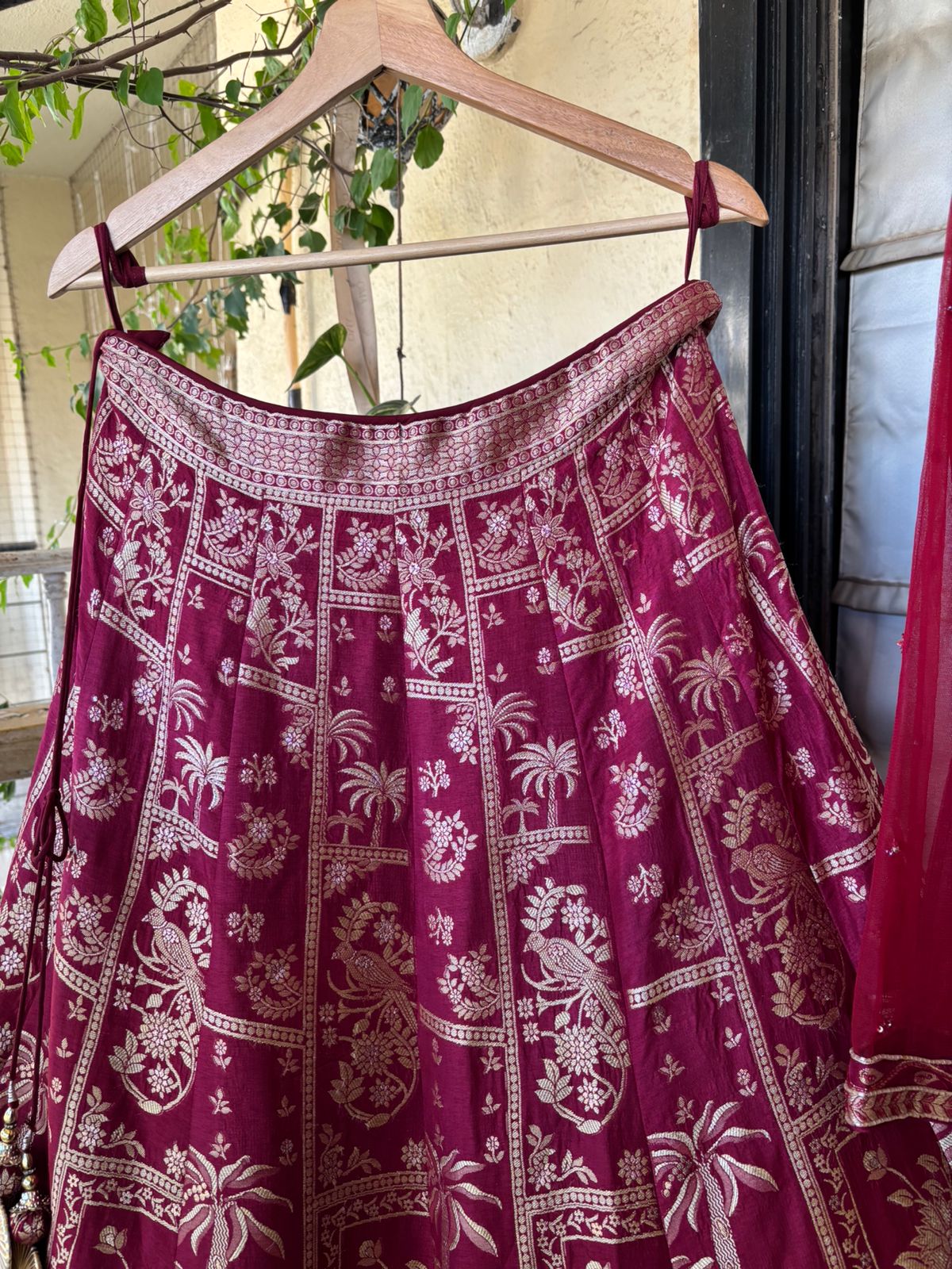 Maroon Zari Brocade Bridal Lehenga Set