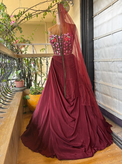 Burgundy Bloom Corsetry