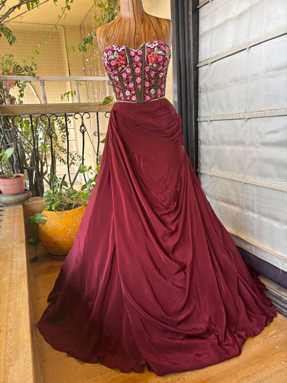 Burgundy Bloom Corsetry