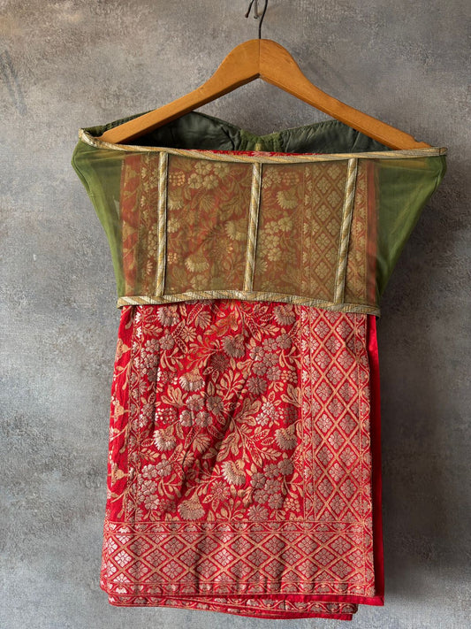 Sage Green Zari Brocade Bridal Lehenga Set
