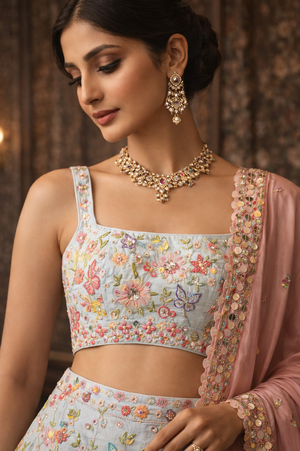 best Pastel Floral Bridal Lehenga